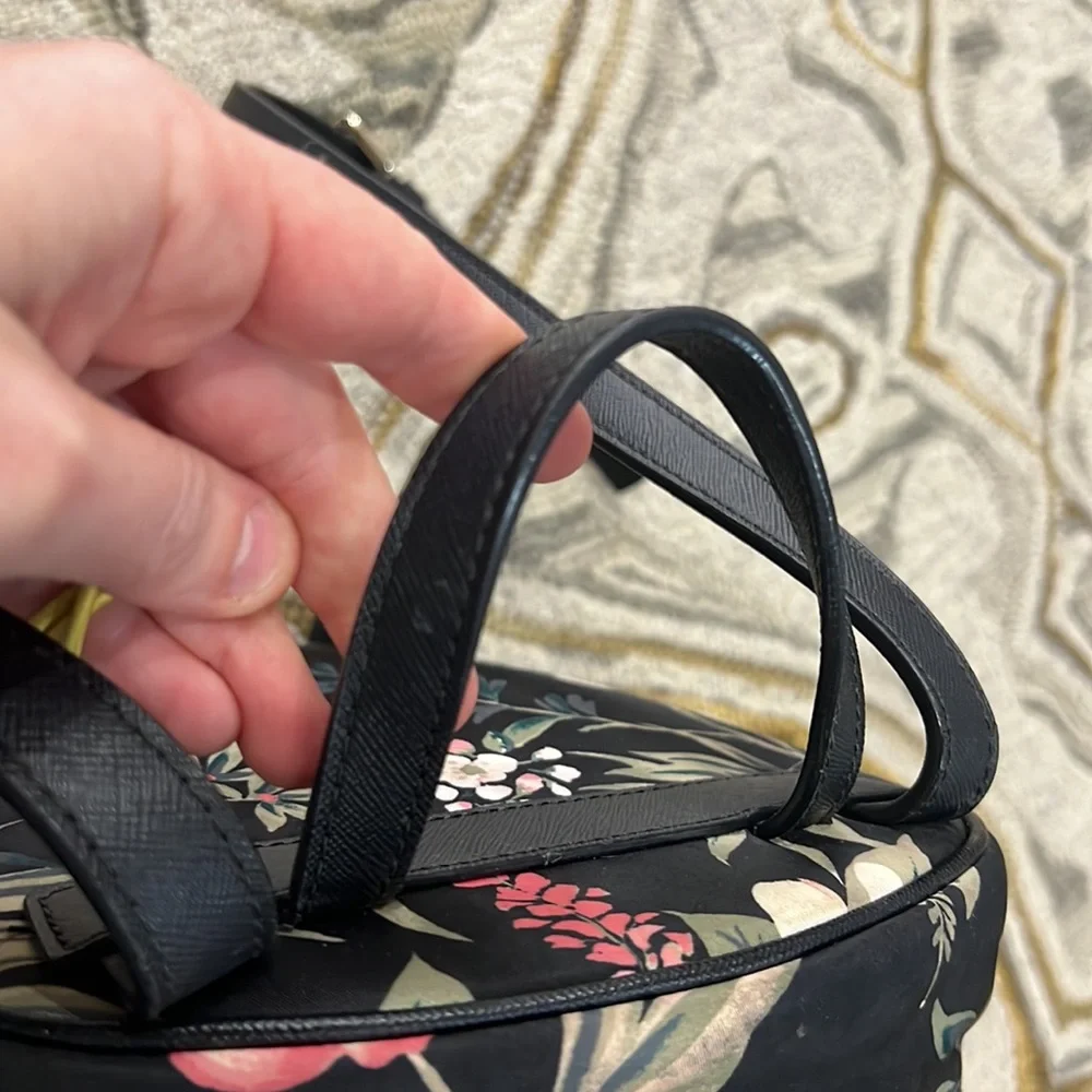 ♠️ Kate spade black tropical nylon backpack purse cute ♠️